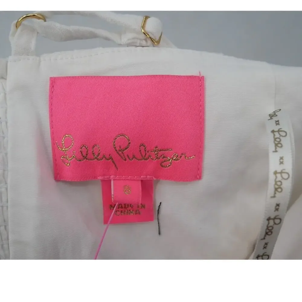 NEW Lilly Pulitzer Martha Short Romper White Pineapple Pucker Jacquard Size 8